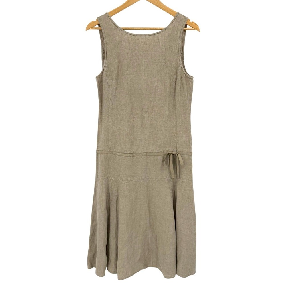 Marc O'Polo Womens 38 Linen Dress Sleeveless Drop Waist‎ Tan Neutral Lagenlook